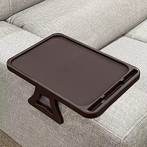 Sofa-Armlehnen-Clip-Tisch, TV-Snack-Tablett, praktische Fernbedienungen/Getränke/Handy-Halterung (Kirsche)
