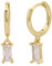 LIHELEI Damen Ohrringe Creolen mit Anhänger Baguette, 925 Sterling Silber Golden Ohrringe mit Klar, Hypoallergen Huggies Creolen- Golden Klar