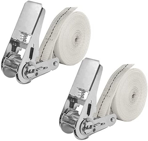 NIUXX Cinghie di Ancoraggio con Cricchetto, 2 Pezzi Cinghie a Cricchetto 6m Cinghie di Ancoraggio 25mm, Carico 800 kg, Cinghie di Ancoraggio Estremamente Robuste Fissaggio del Carico, Bianco