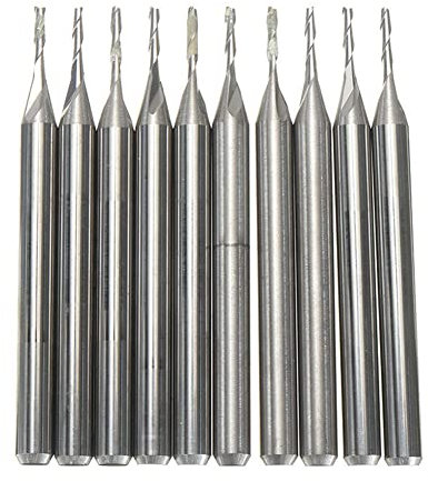 FUBESK 10 Stück 1/8 Zoll 1 mm gerader Frässchneider, zum Schneiden von Schlitzen, Doppel-2-Flöten-Spiralkarbid-Flachnasen-Schaftfräser, CNC-Fräser-Bit