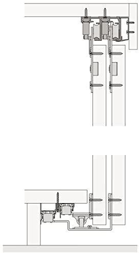Hawa Combino 65 H MS Schiebetürbeschläge (Kombifront), 1400x2600x25mm für Holztüren bis 65kg, 3-türig Stahl/Kunststoff anthrazit