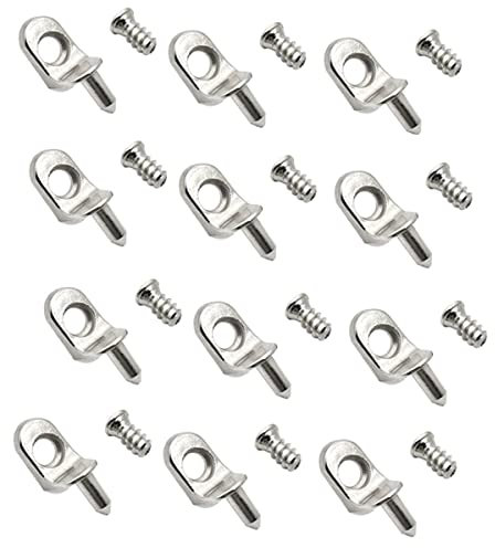 12 Stück Winkelbodenträger | Bodenträger 5mm mit Schraube & Zapfen für Einlegeböden | Regalstifte vernickelt aus Metall | Einlegeboden Halter mit Bund für Küche, Schrank, Bücherregal Möbelbodenträger