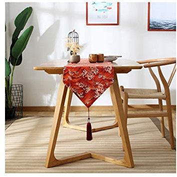 EHOMERY Tischläufer Mit Beleuchtung, rot e Tischdecken Ozean Wellen Tischläufer Cotton 33x220CM