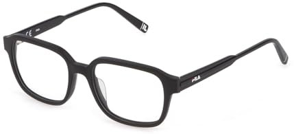 Fila Quadratisch Cellulose acetate Brillen in Matt/Sandblasted Black für Herren, Brille mit Sehstärke, optional mit Sonnenbrillen tönung oder Blaulichtfilter (Modell VFI303)