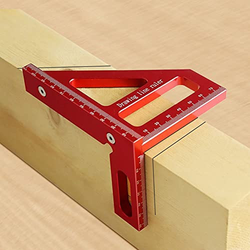 KETIPED 3D Multi-Winkel-Messlineal, 45/90 Grad Aluminiumlegierung, quadratischer Winkelmesser, Zeichenlinienlineal, Gehrungsdreieck-Lineal, hochpräzises Layout-Messwerkzeug für Ingenieur, Tischler, R
