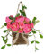KEEMEN Rose Peony Flower Door Hanging Basket Wreath Artificial Spring and Summer Wreath Farmhouse Door Hanger Pink Basket Wreath for Indoor Outdoor Home Front Door Porch Decor