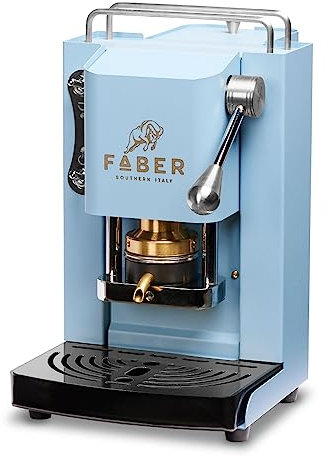 FABER COFFEE MACHINES | Modell Pro Mini Deluxe | Kaffeepadmaschine für ESE-Pads 44 mm | Chrom-Finish | Padpresse aus Messing (Turquoise)