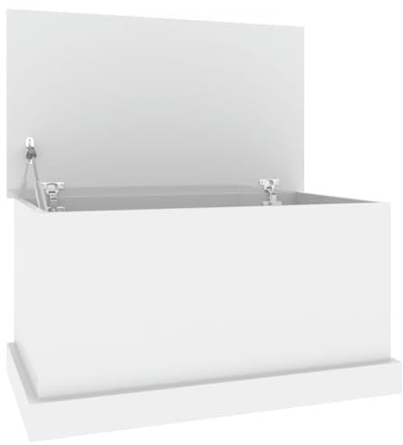 vidaXL High Gloss White Storage Box, 70x40x38 cm, Versatile Use as Table, Durable Engineered Wood, Easy Assembly, Perfect for Modern Living Room and Bedroom Decor