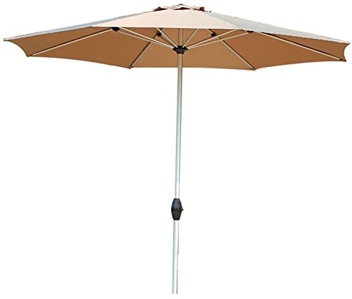 Runder Terrassenschirm, Strandschirm, Gartensonnenschirm mit Handkurbel, Tragbarer Outdoor-Sonnenschirm mit UV-Schutz, Ohne Neigung, für Terrasse, Rasen, Hinterhof, Pool, Markt, Beige (Color : Beige