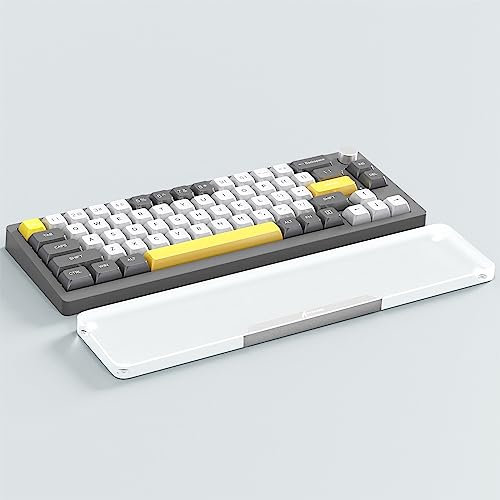 Attack Shark 87 Keys Acrylic Palm Rest, CNC Aluminum Alloy Palm Support, Transparent Arm Rest, TKL 75% Layout Gaming Mechanical Keyboard Wrist Support - Quicksilver