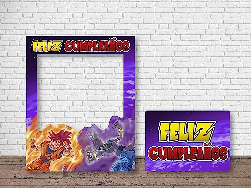 Oedim Photocall Buon Compleanno Dragon Ball + Poster, 80 x 100 cm + 60 x 43 cm, prodotto in Pegasus, divertente e originale
