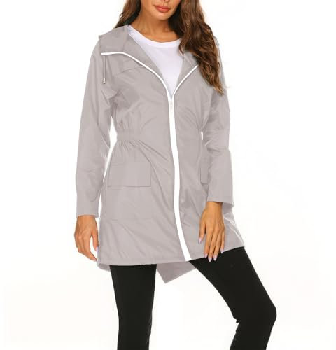 Hveuluop Gieen Veste capuche femme - Veste de frappe d'extérieur - Fermeture à la taille - Imperméable et légère - Coupe-vent - Vêtement d'extérieur pour le sport, Noir, L