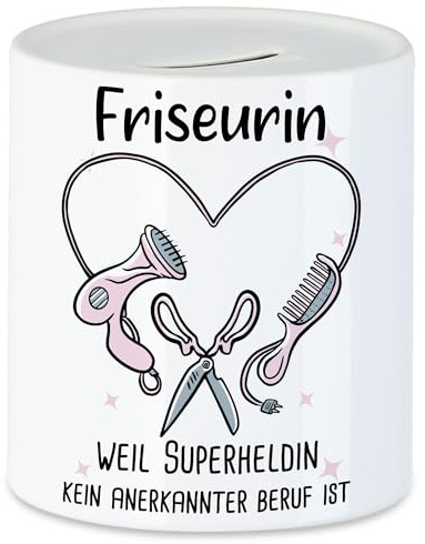 Hey!Print Friseurin Weil Superheldin Kein Anerkannter Job Ist Spardose Geschenk Danke Sagen Haarstylistin