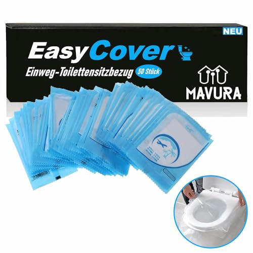 MAVURA EasyCover Einweg Toiletten Auflagen Toilettensitzabdeckung WC, Reise Abdeckung Toilettensitzbezüge Toilettensitzauflagen, Toilettenbezüge Toilettensitz Hygieneauflagen 50er Set