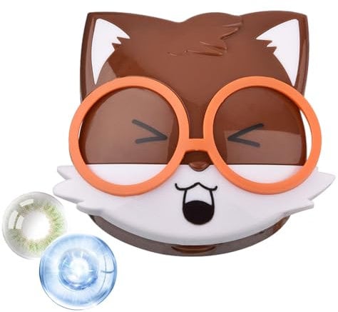 WOBBLO Contact Cases Travel, Portable Contact Glasses Storage Holder Box, Cute Squirrel Design Eye Contacts Organizer Case for Outdoor Traveling and Home Use