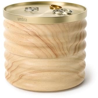 Umbra Tesora Holz Aufbewahrungsbox, Stapelbare Schmuckdose, Naturel/Messing