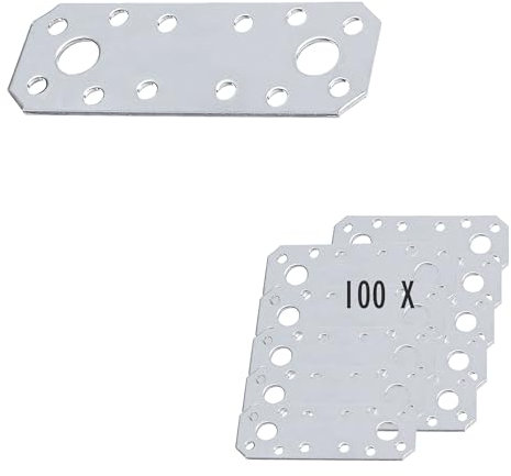 100 x siwitec Flachverbinder 96 x 35 x 2 mm Edelstahl, witterungsbeständige Lochplatte Holzverbinder, Lochblech Montageplatte, Flachstahl Edelstahl