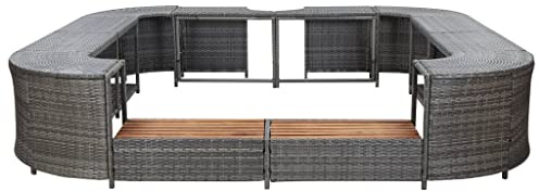 Willood Whirlpool Umrandung Quadratisch Grau 268x268x55 cm Poly Rattan