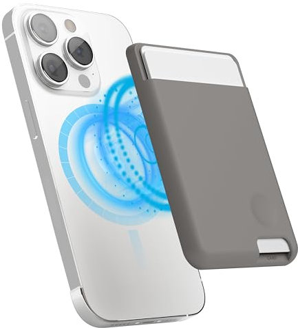 elago Porte Cartes Magnétique 2 Cartes Compatible avec MagSafe, Compatible avec iPhone 16/15/14/13/12 Séries - Portefeuille Sécurisé pour Téléphone, Protection Contre Rayures et Dommages (Gris Moyen)