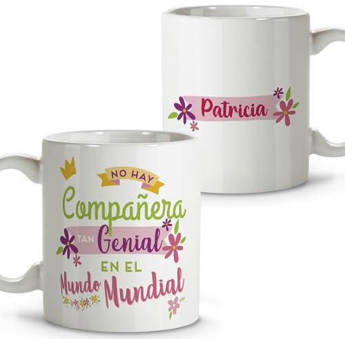 LolaPix Regalos jubilacion. Taza personalizada. Tazas de cafe. Regalo compañera trabajo. Detalles compañeros de trabajo. Taza cerámica 330 ml.