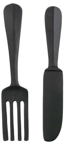 2tlg. Wandobjekt BESTECK schwarz aus Metall XXL Messer und Gabel Wanddekoration