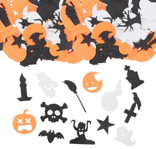 ParPix 60 Stück Moosgummi Sticker Glitzer Halloween Deko, Groß Konfetti Halloween Horror Deko, Fledermaus Spinne Kürbis Halloween Selbstklebend Aufkleber, Halloween Deko Innen Moosgummi Bastel Kinder