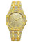 OIDEA Uhren Herren Strass Armbanduhr: Gold Herrenuhr Analog Quarz Glitzer Edelstahl Armband Punk Rock Uhr Kalender mit Achteckig Zifferblatt Wasserdicht 10m Geschenk für Männer Freund