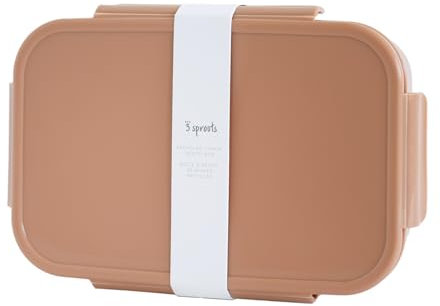 3 Sprouts Recycled Plastic Bento Box for Kids - Eco-Friendly Lunch Bento Boxes for Kids - Leakproof Kid Toddler Lunch Box for Daycare with Multiple Compartments, Microwave & Dishwasher Safe - Rust