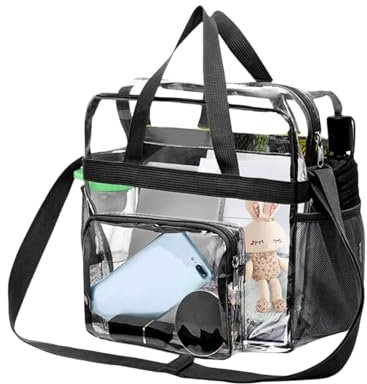 Transparente Tasche 30*30*15cm,transparente Lunchtasche,ransparente Einkaufstasche und Clear Bag,PVC-Kosmetik-Aufbewahrungstasche,Geeignet für Stadien, Einkaufszentren, Fitnessstudios usw. (schwarz)