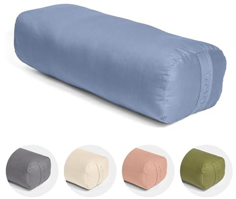Vedara® Yoga Bolster AKAMA – Yogakissen mit Kapokfüllung für Yin Yoga – Rechteckig – Waschbarer Bezug aus 100% robuster Baumwolle – Großes Yogakissen für Restorative Yoga (Himmelblau, Groß)