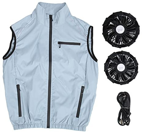 CDQL Gilet de Refroidissement 3 Niveaux Réglables Microporeux Respirant pour Vêtements Climatisés, Gilet de Ventilateur de Refroidissement Portable, Veste de Climatiseur Portable, (L)