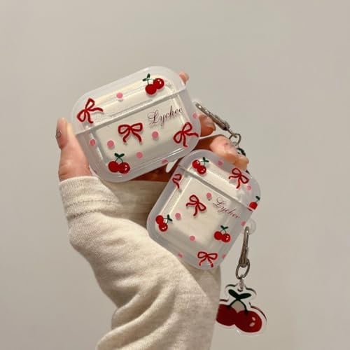 Altartar Hülle für AirPods 1/2 Hülle， Hülle Kompatibel mit AirPods 1/2 Generation Case Silikon Schutzhülle Niedliche Tier Cartoon stoßfeste Case mit Karabiner für Frauen Mädchen-Kirsche