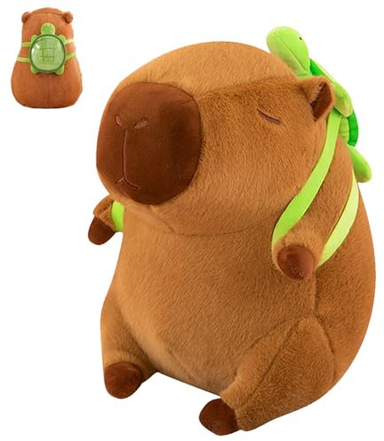 CWENDANER Capybara Plüschtier, Capibara-Plüschspielzeug, Simulation Capybara Plüsch, weich und niedlich, Plüschtier mit Schildkröte, Geschenk für Jungen und Mädchen (25 cm)
