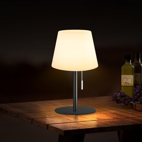 Gewiny Outdoor Table Lamp Battery Operated Lamp Cordless Shower Lamp Waterproof LED Dimmable Warm White and RGB Table Lamp for Bathroom/Garden/Patio/Restaurant.