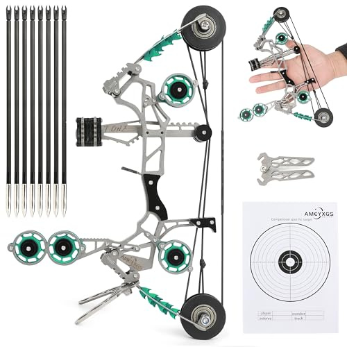 Poearcus Taschenbogen für Erwachsene Mini Competition Compound Bogen und Pfeile Set Kleiner Jagdbogen mit Bogenständer Anzug für Schießen Ziel Übung