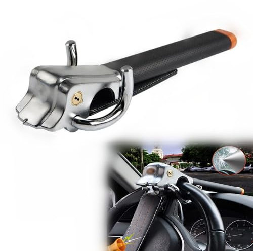 KRTHNI Lenkradkralle Für Auto, für VW Multivan T5 2003-2015, Lenkradschloss, Auto Diebstahlschutz, Strapazierfähig, Universelle Passform, 2 Schlüssel,B-Black