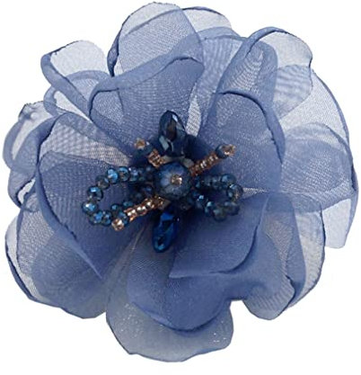 Kabelife Elegante Damen Accessoires Blumen Brosche Ansteckblume Blume Haarklammer Haarblume Haarblüte Haarspange Haarschmuck Flowers Haarclip 7cm (Blau)