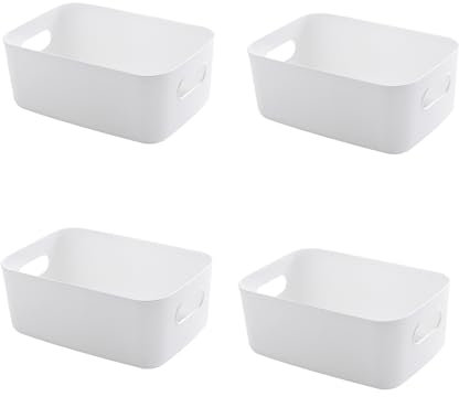 Cestino Portaoggetti Plastica,4 Pezzi Cestini Portaoggetti,Organizer Per L'Organizzazione Della Cucina/Armadio/Ufficio/Scuola E Casa