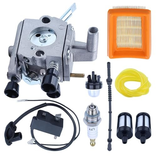 PEGGYLIN Carburetor With Ignition Coil Air Filter Kit Fit For Stihl FS120 FS200 FS250 Trimmer Brush Cutters 41341200653 41341200603