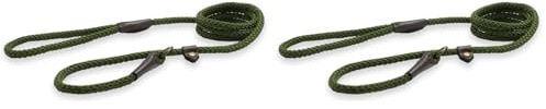 Ancol Heritage Nylon Rope Slip Lead, 1.5 m Length x 8 mm Width, Green (Pack of 2)