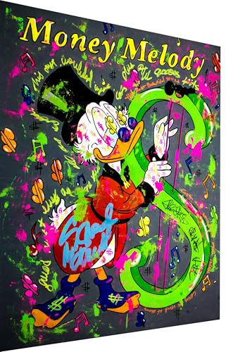 CanvasSoul Wandbild modern – Pop Art Kunstdruck | Wanddeko für Wohnzimmer & Büro | Dagobert Duck Money Melody | Hochwertige Leinwandbilder B8004 (Mehrfarbig, 40 x 60 cm, Poster ohne Rahmen)