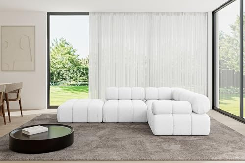 ALTDECOR Modulares Sofa Ecksofa in L-Form Corner modular Sofa Eckcouch Couch Wohnlandschaft Cauchsofa Polstersofa Felto-L1-285x190x70 cm Weiß