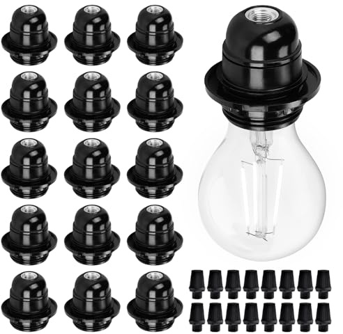 WIYETY 16x E27 Fassung, Lampenfassung, 250V 4A Kunststoff Lampenhalter, Bakelit Lampenfassung, E27 Sockel für Glühbirne, für Deckenleuchte, Tischlampe, Stehlampe, Kronleuchter - Schwarz