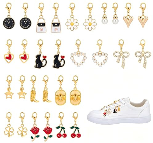 UNICRAFTALE Charme Chaussure Métal avec Anneaux Pendents Émail Or Décorations pour Lacets Charme Botte Sandale Chaussures Décontractées