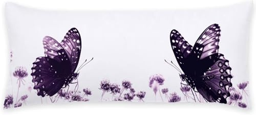 Kissen 45x140 Seitenschläferkissen Bezug Lila Schlafkissen Seitenschläfer Schmetterling Kopfkissenbezug Super Weich Schwangerschaftskissen Nackenkissen Pregnancy Pillow, für Deko Wohnzimmer C - 700