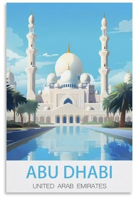 NAEGV Peinture par numéros pour adultes (femmes), Mosquée d'Abu Dhabi, paysage naturel, à faire soi-même, peinture à l'huile acrylique, 50 x 60 cm