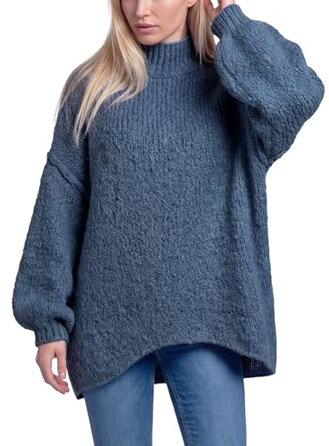 PEKIVESSA Ultra-Oversized Grobstrick-Pullover Ballonärmel