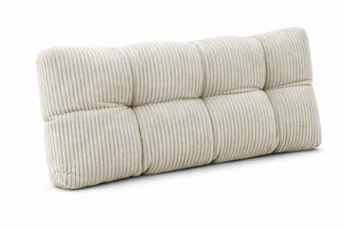 POKAR Cuscino Schienale per Pallet 120x40x12 cm in Velluto a Coste (Corduroy) | Cuscino Trapuntato per Bancali da Esterno e Divano da Giardino | Certificato Oeko-Tex | Prodotto nell'UE | Avorio
