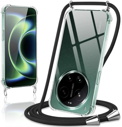 Coiwxmoi Funda con Cuerda para Xiaomi 17 Ultra 5G,Carcasa Transparente Suave Silicona TPU Case con Ajustable Colgante Collar Correa de Cuello Cadena Cordón Protección Cover para Xiaomi 17 Ultra, Negro