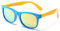FOURCHEN Lunettes de soleil polarisées pour garçons et filles (verres polarisés or / Monture Bleu/Jaune)